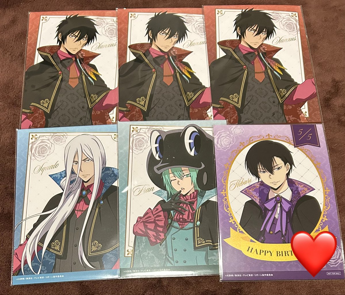 gakanoba's tweet photo. 【交換・譲渡】家庭教師ヒットマンREBORN! リボーン タワレコ Vampire

【譲】○リボーン、綱吉、☆雲雀、骸、XANXUS、スクアーロ、フラン

【求】
缶バッジ.箔押しベル
定価+送料

郵送または都内手渡し要相談
箔押しは交換のみ、☆は〇同数含めてのみ
❤️は箔押しベルとの交換
お気軽にお声掛け下さい https://t.co/CaJjEH0uO5