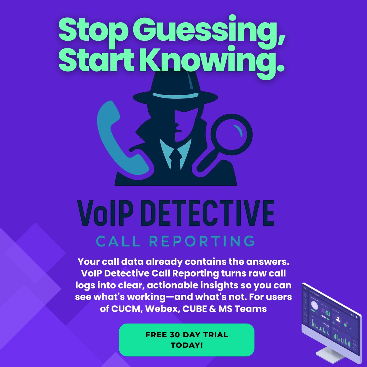 VoIPDetective's tweet photo. Powerful call reporting, but easy to use and share.
#CallAnalytics #CUCM
#VoIP #voipdetective
#BusinessInsights #webex
#DataDriven #Callcenter https://t.co/0V5Tp7GHSI