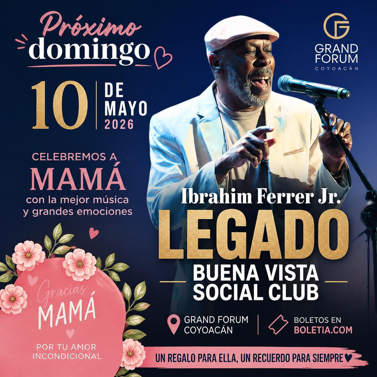 ‼️‼️FALTAN 2 DÍAS PARA FESTEJAR A MAMÁ‼️‼️

⚡️TU MEJOR OPCIÓN!!! UN #10DeMayoConIbrahim
💖ALGO BIEN PARA MAMÁ🌹

🎟️ASEGURA AQUÍ TUS ENTRADAS🎟️
🔗…o-buena-vista-social-club.boletia.com
.
.
.
#SalsayAlgoMás #PopFM #ElQueSabeSabe