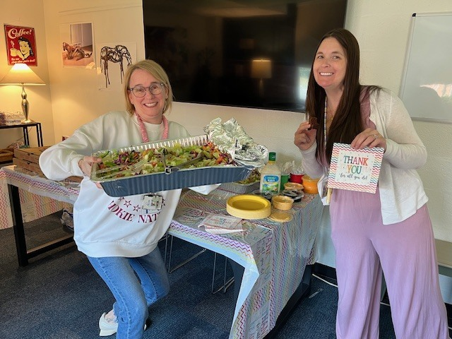 ColeManorES's tweet photo. Thank you to our wonderful PFC who celebrated our teachers &amp; staff all week with coffee &amp; doughnuts, massages, snacks, pretzels, and a fantastic lunch with pizza, salad, and dessert. We feel so loved and appreciate your thoughtfulness. Thank you to our PFC &amp; school community! https://t.co/ZiPsKx6MyB