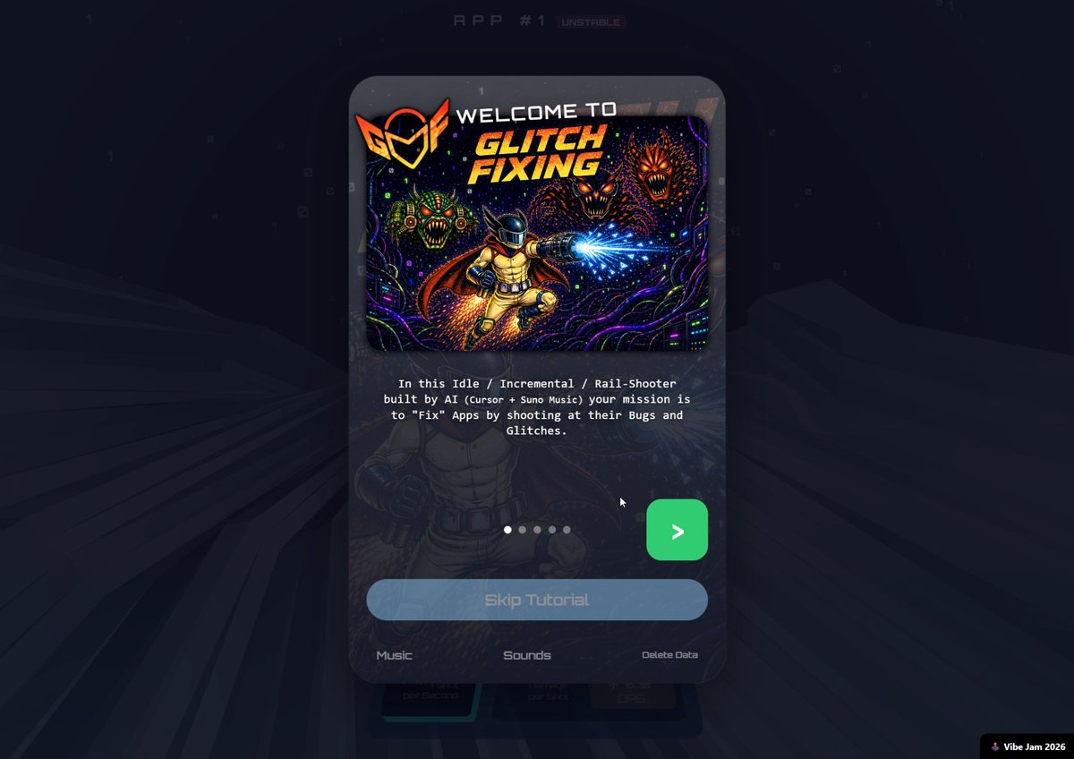InOneProjects's tweet photo. 🏆 Glitch Fixing @andbastf:

Super clever and original - on rails shooter using 2.5D plus 3D graphics. I really enjoyed this and was impressed with the polish. https://t.co/4on83QOZdU