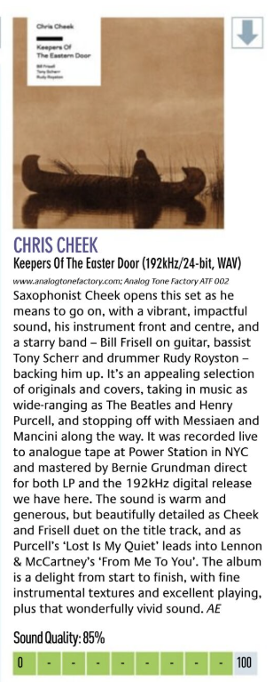 jeromesabbagh's tweet photo. Chris Cheek's record "Keepers of the Eastern Door" is still getting some well-deserved praise, a year after its street date! Thank you Hifi News!
Buy it at https://t.co/LqNCmtojMr (one step or regular pressing). Also available on DSD256 (as well as CD and tape!) https://t.co/ckoleiVYKr