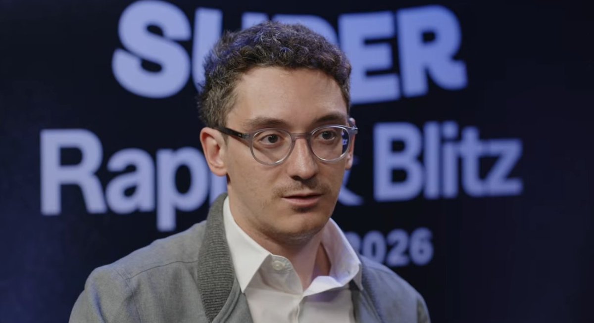 chess24com's tweet photo. "Players rarely run away with it... rarely you see the leaders cleaning up very convincingly."

- Fabiano Caruana, 1.5 points behind Hans Niemann

#GrandChessTour https://t.co/Vja5OBYIud
