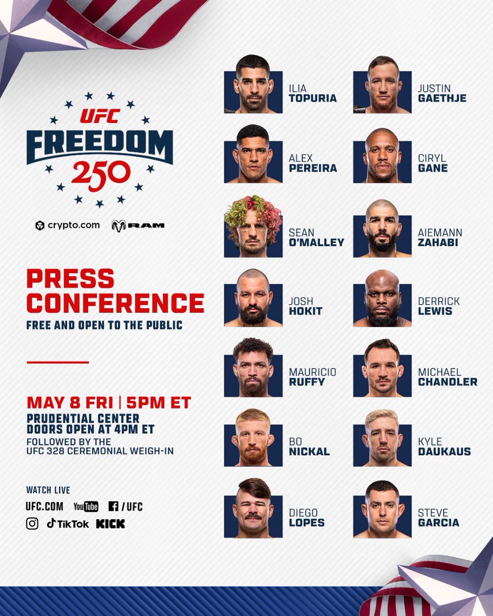 Reminder we got this today fellas 

#UFCFreedom250