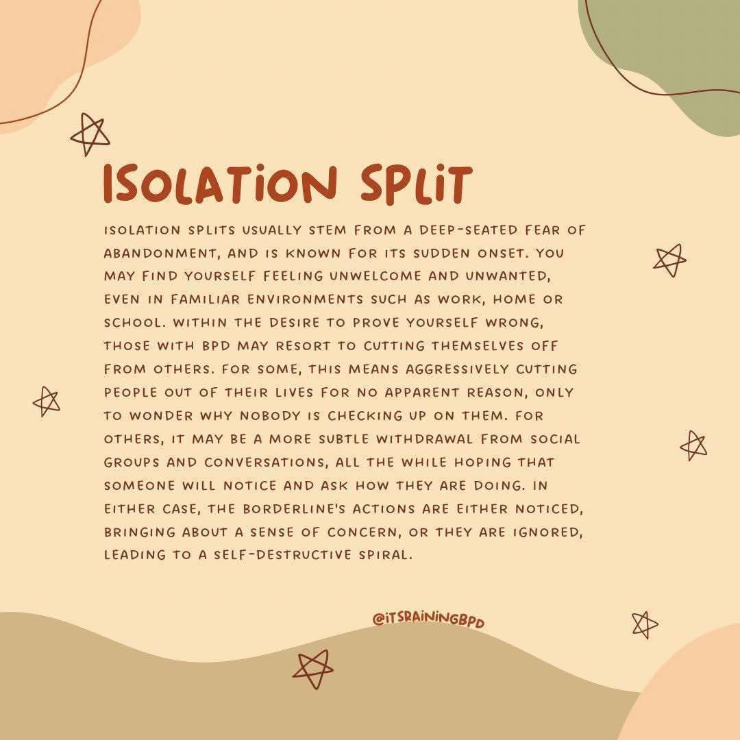 Hex_Unavailable's tweet photo. Posting #bpdawareness Daily this month 💜
Different Types of Splitting in BPD: https://t.co/DTSaCWFaog