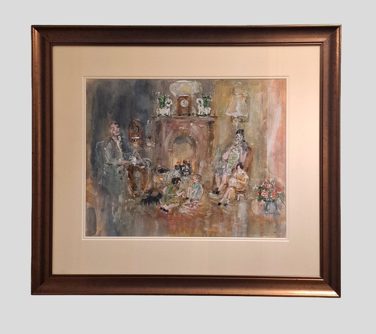 GreenhalghInt's tweet photo. I am so lucky to have come across another #MichaelGibbison to offer you. One of the East Midlands most talented expressionist painters.  This gorgeous pieces captures a family in harmony at home.  Something that evokes a sense of nostalgia. #expressionistart #Rutland https://t.co/dQn9NSiFTY