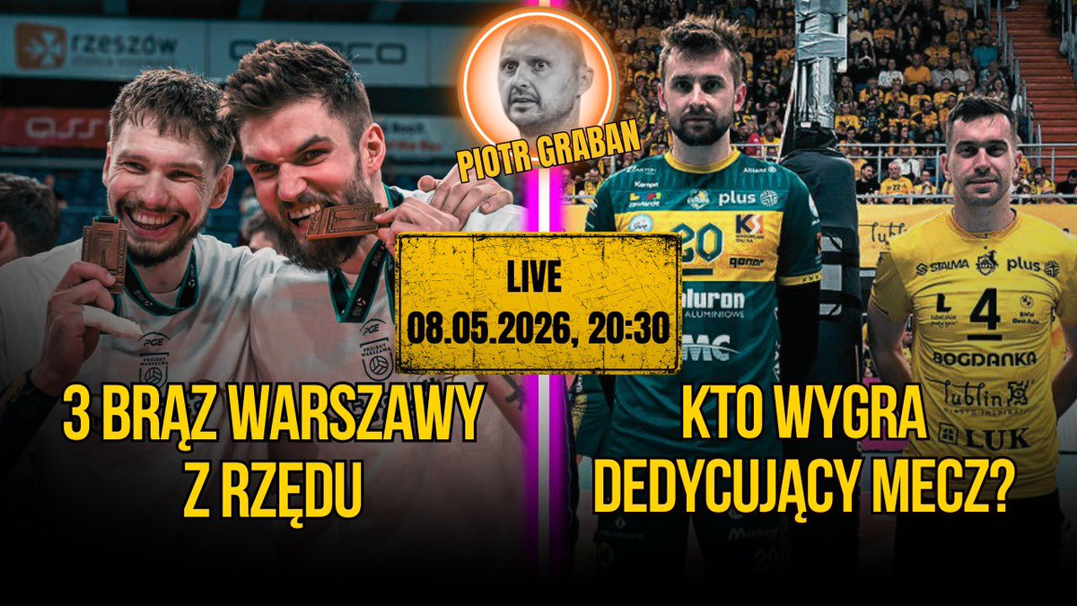 VolleyTime1's tweet photo. 🔥 Dziś o 21:00 widzimy się na LIVE #VolleyTime!

🎙@thrashrafal 
🏐 @p_siekierski 
🎓 Piotr Graban

Porozmawiamy o:
🥉 brązowym medalu PGE Projektu Warszawa
🏆 wielkim finale PlusLigi i decydującym starciu:
Aluron CMC Warta Zawiercie 🆚 Bogdanka LUK Lublin

LINK👇🏻 https://t.co/y1dePGmWlH