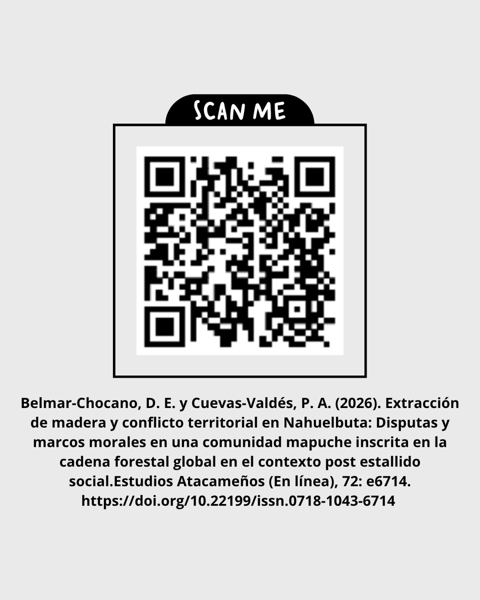 reatacam's tweet photo. 🌲 Nuevo en Estudios Atacameños
Un aporte a los debates sobre extractivismo, economía moral y disputas territoriales en el sur de Chile.
https://t.co/rqb6H3zCcM
#EstudiosAtacameños #Antropología #Nahuelbuta #Extractivismo #Chile https://t.co/1d9IWWvb3a