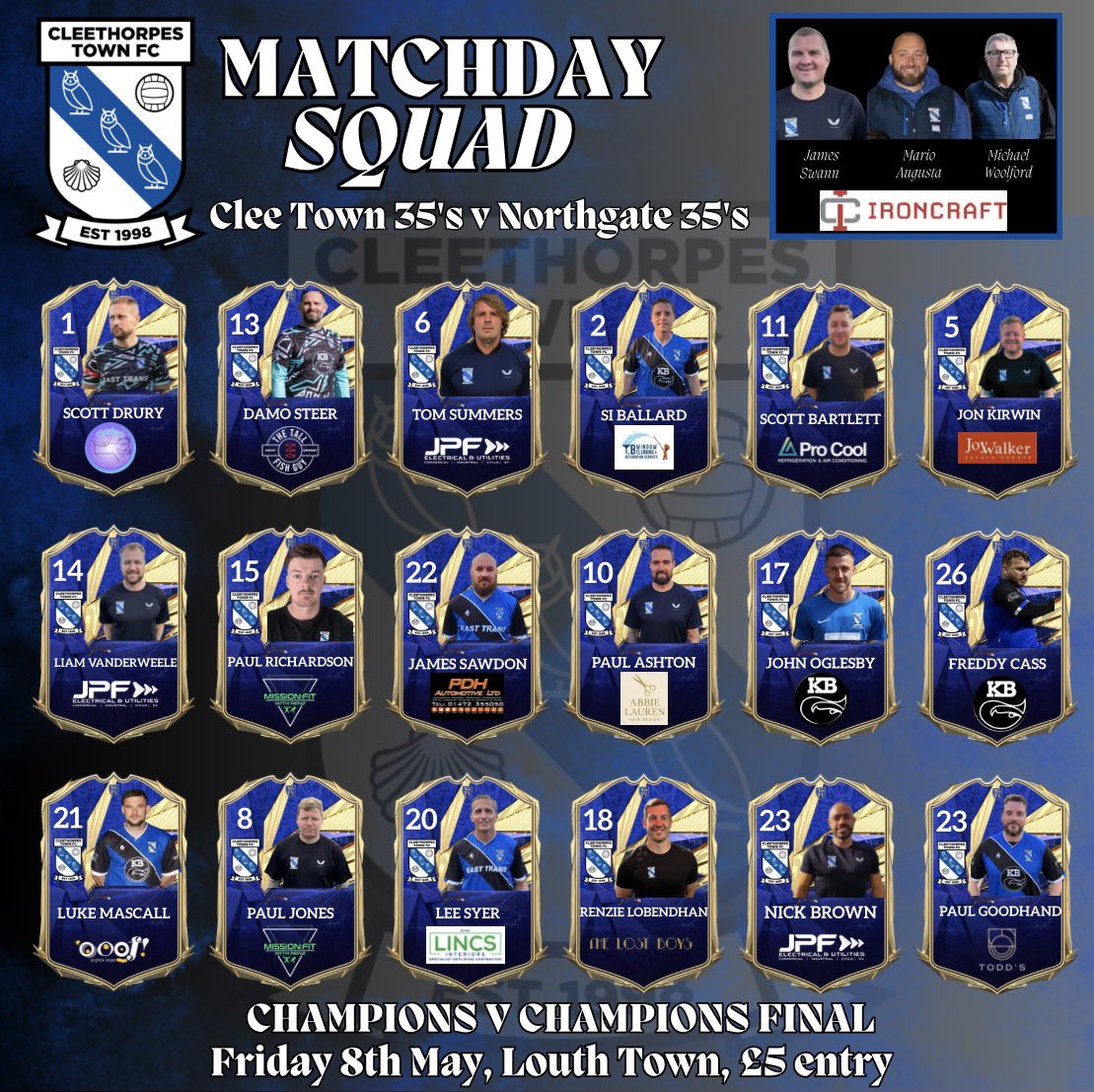 ctfc35s's tweet photo. ⚽️🦉 MATCHDAY SQUAD🦉⚽️

Here is the owls matchday squad for tonight’s champions v champions fixture.

One or two injuries and a couple unavailable but the owls are still able to name a very strong squad

UTO🦉 https://t.co/37PUc5zQcG