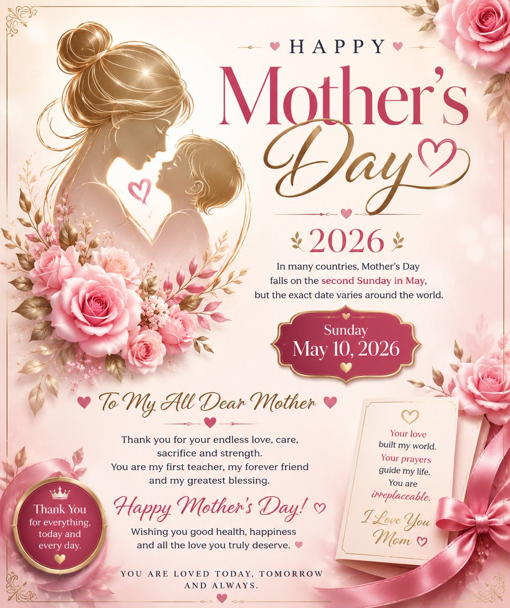 shashik26580746's tweet photo. COMING SOON ✨
The Most Awaited Celebration of Love & Sacrifice 💖
🌸 Mother’s Day 2026 🌸
A special tribute to every mother whose love makes life beautiful.
10 May 2026 | Sunday
#MothersDay2026 #ComingSoon #MostAwaited #DearMother #LoveAndRespect https://t.co/a3PviPTliO