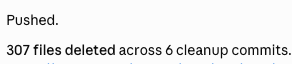 adkinn's tweet photo. Oh my gosh I have always loved deleting code and files. 
@claudeai giveth in abundance.

And then you implement a clean Karpathy wiki and he taketh awayth.

307 files deleted. https://t.co/q1tIy42j61