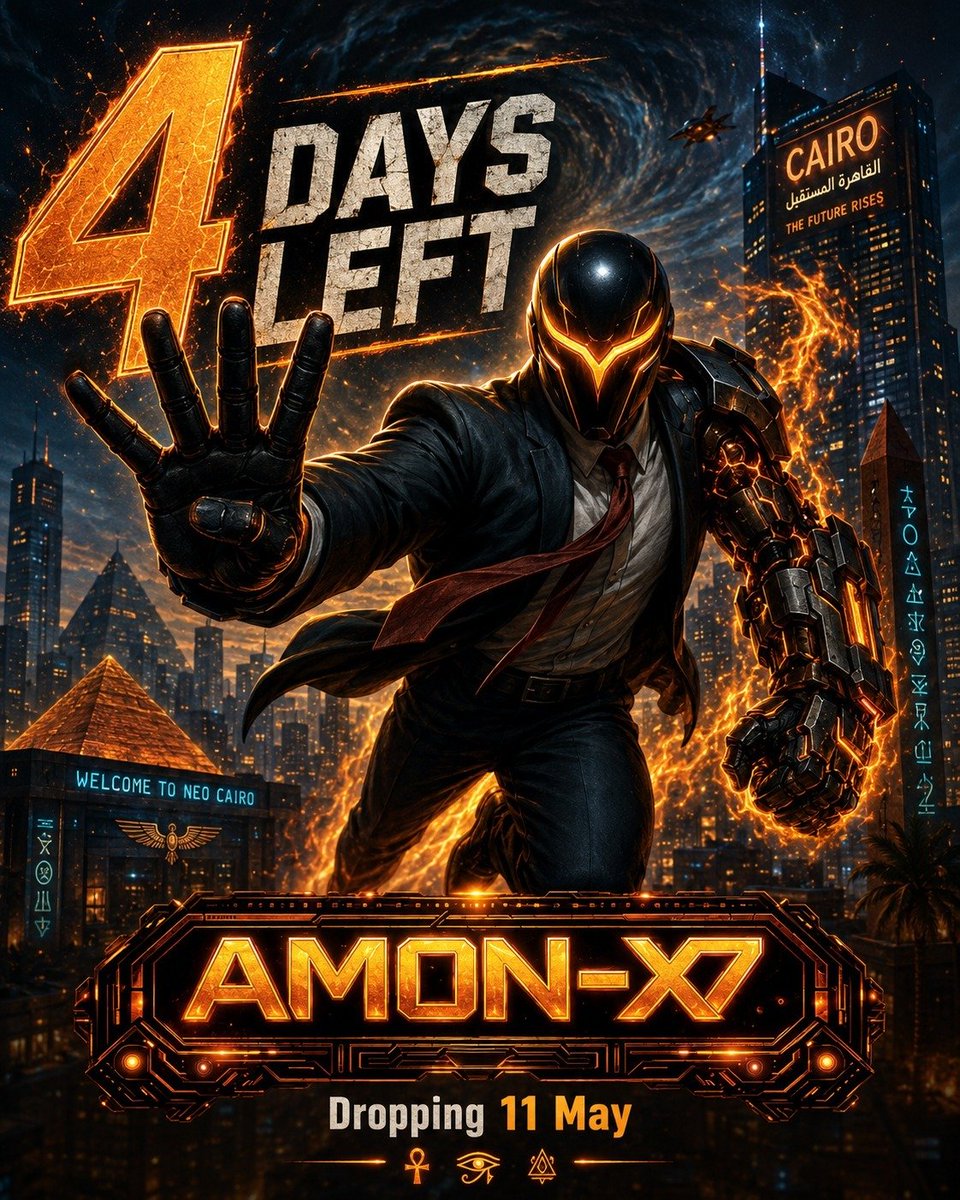 Cosmic_CCOMICS's tweet photo. 4 DAYS LEFT ⚡

Neo Cairo is about to witness the rise of AMON-X7.
The future begins May 11.
Are you ready?

#AMONX7 #CosmicComics #ArabComicUniverse #NeoCairo #ComicBook #SuperheroComic #EgyptianComics #TikTokComics #ComingSoon #4DaysLeft https://t.co/q5jVvha3aQ