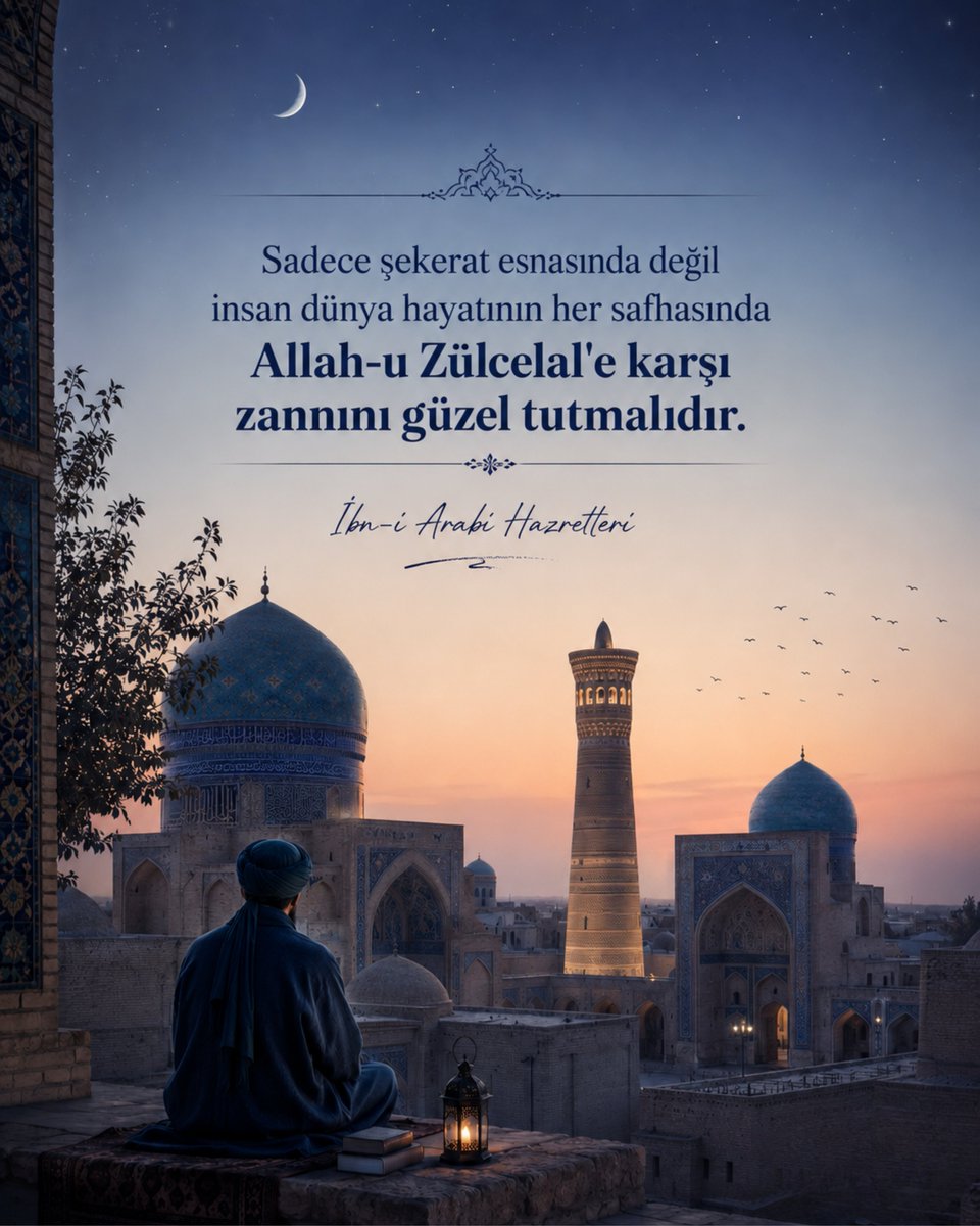 SeydaMFKonyevi's tweet photo. Allah-u Zülcelal bir hadis-i kudsi'de şöyle buyurur: 
“Ben kulumun bana olan zannı üzereyim.” 

İbn-i Arabi Hazretleri de, “Sadece sekerat esnasında değil insan dünya hayatının her safhasında Allah-u Zülcelal'e karşı zannını güzel tutmalıdır.” demiştir.

İbn-i Hacer hazretleri de bu ifadenin, Allah hakkında hüsn-ü zanda bulunmayı yani ümit içinde olmayı teşvik ettiğini söyler. Bu yüzden kişi, Allah'ın kendisini cezalandıracağını düşünmek yerine, affedeceğini düşünmesi daha doğrudur. 

Ahiretimizin aynası olan dünya hayatımızı da bu hadis-i kudsi'nin müjde ve hayat dolu temelleri üzerine inşa etmeliyiz.  İşimizi, mücadelemizi, davamızı ve tüm başarılarımızı bu hassasiyetle korumalı, kötümser ve karamsar zanlarla yıkmamalıyız. 

"Allah-u Teala bu işimi hayırla sonuçlandıracaktır. Hak davam ve mücadelemde Allah bana güç kuvvet veriyor Elhamdulillah. O (c.c) beni başarıya da ulaştıracaktır. 
Her türlü sıkıntı ve dertlerime bedel olarak çok güzel mükafatlar verecektir İnşaAllah" diyerek ümitle yürümeliyiz. 

Her türlü farz  ibadetlerimizi  ve tevbemizi yapacağız. Yaparken de her zaman Allah'tan rahmet ve hayır umut edeceğiz.