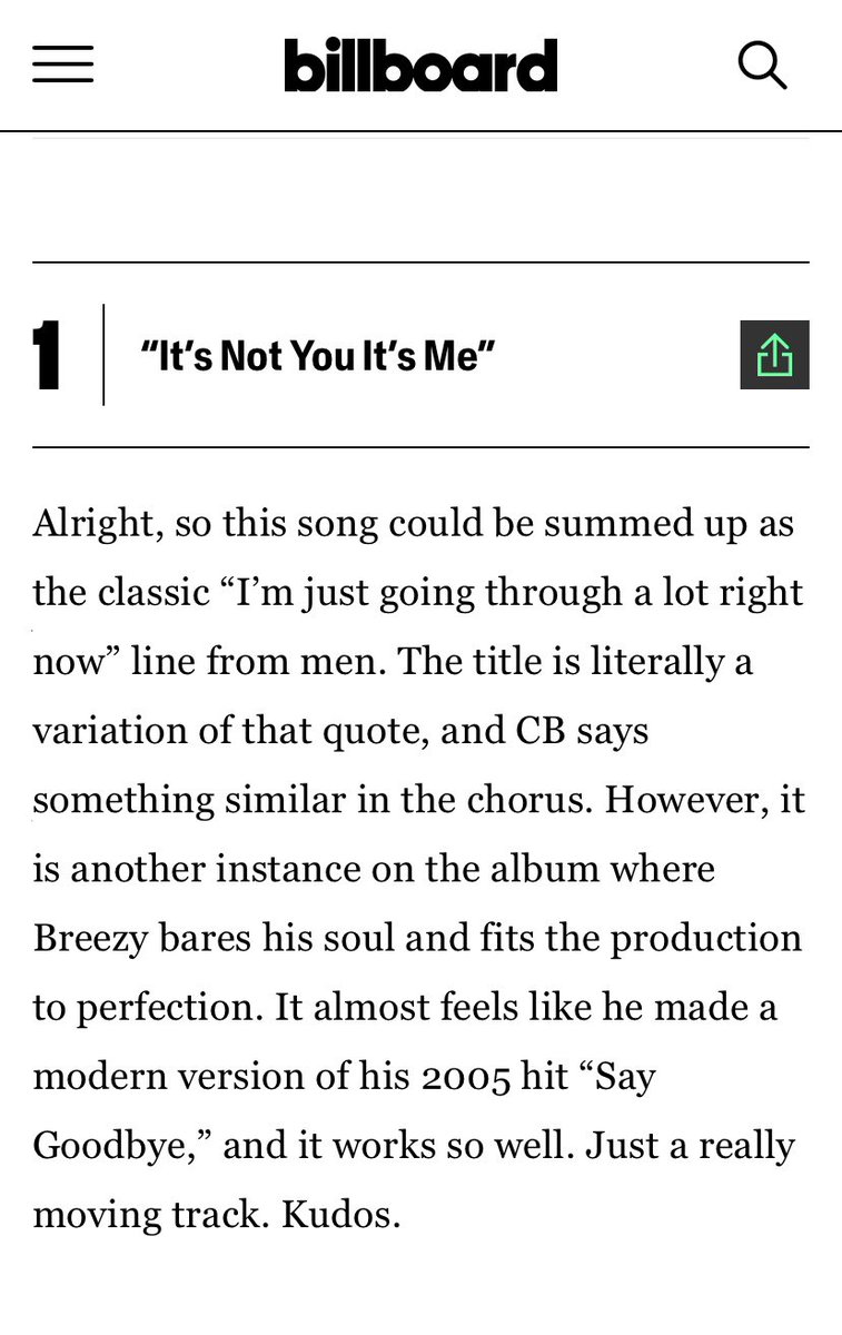 Billboard ranks “It’s Not You It’s Me” as the best song off Chris Brown’s new album ‘BROWN’