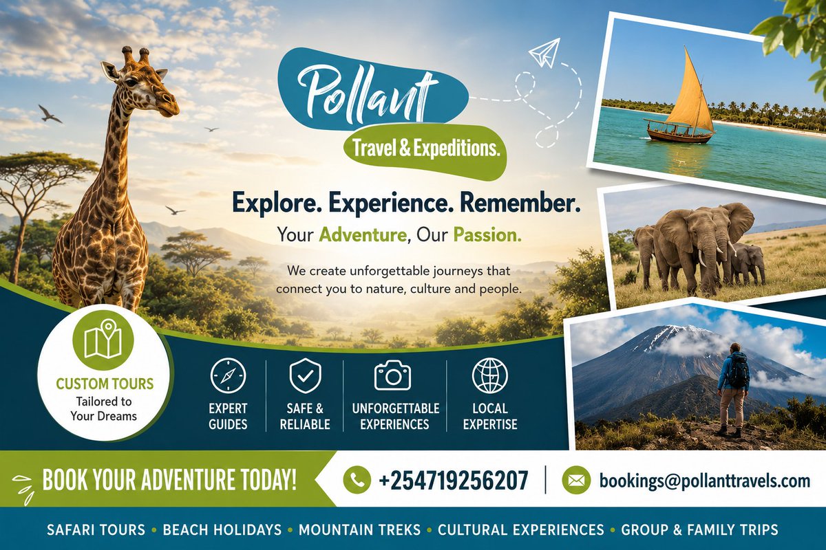 PollantTravels's tweet photo. Your gateway to the wild. From bush treks to beach escapes, we provide expert curation for every mile. 

Request your custom quote now - bookings@pollanttravels.com 

#TravelGram #Wanderlust #AdventureAwaits #AfricaRising #NatureLovers #LuxuryTravelDaily https://t.co/Uv7AK2qdRN