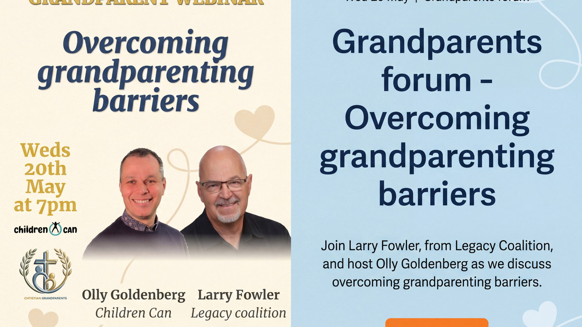 Childrencan's tweet photo. GRANDPARENTS—THIS ONE’S FOR YOU
FREE webinar: Overcoming Grandparenting Barriers
Feeling distance or disconnection? You’re not alone.
Join Larry Fowler, Olly Goldenberg &amp; more for real wisdom &amp; encouragement.
Book free 👉 https://t.co/dEPC274r1s https://t.co/gWJp0NbLkf