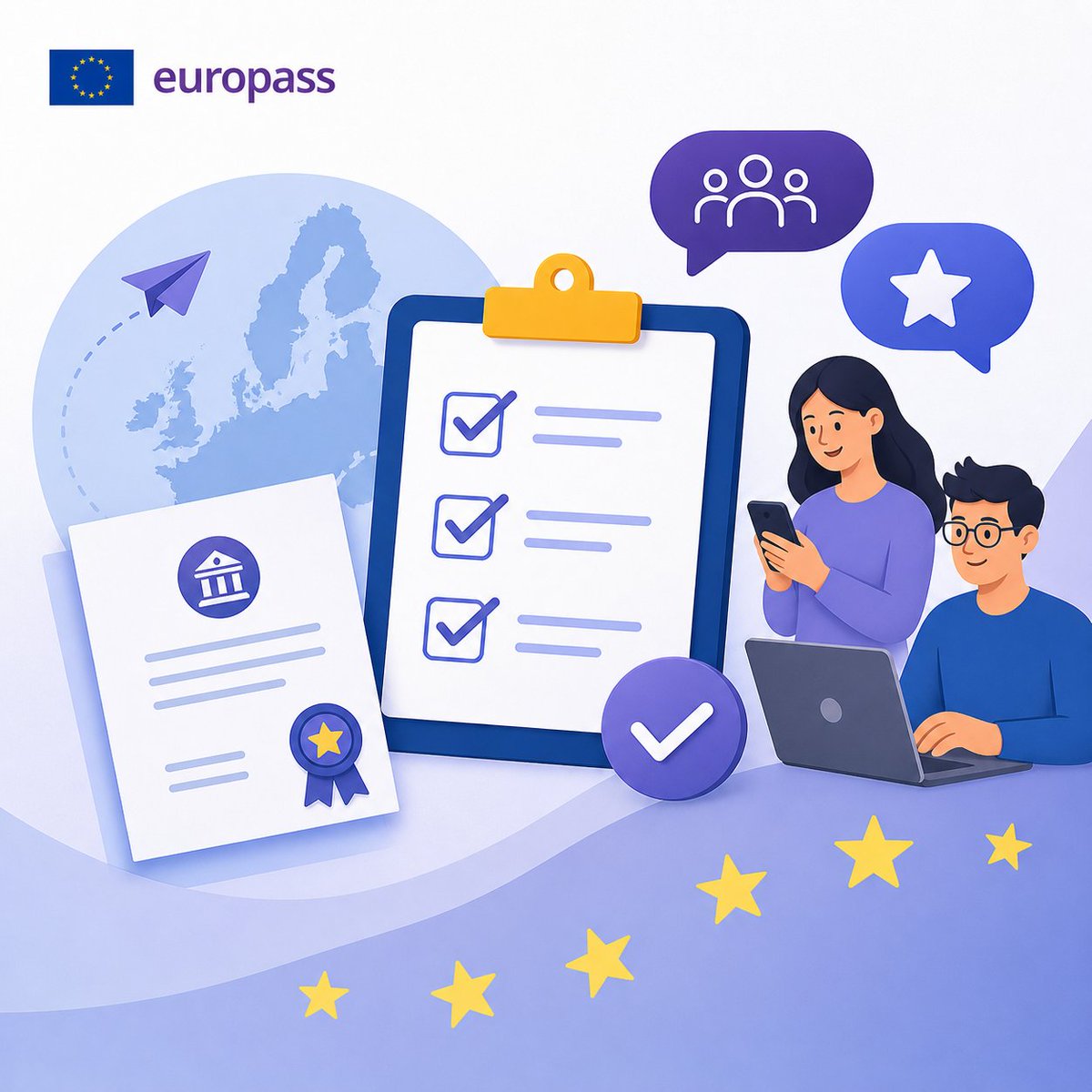 sepiegob's tweet photo. 📢 ¡Tu opinión es muy importante!
Desde la Comisión Europea se han lanzado dos encuestas breves para recoger opiniones sobre el uso, la relevancia y el futuro del Suplemento Europass al Certificado en distintos países. https://t.co/sQe17wEDee