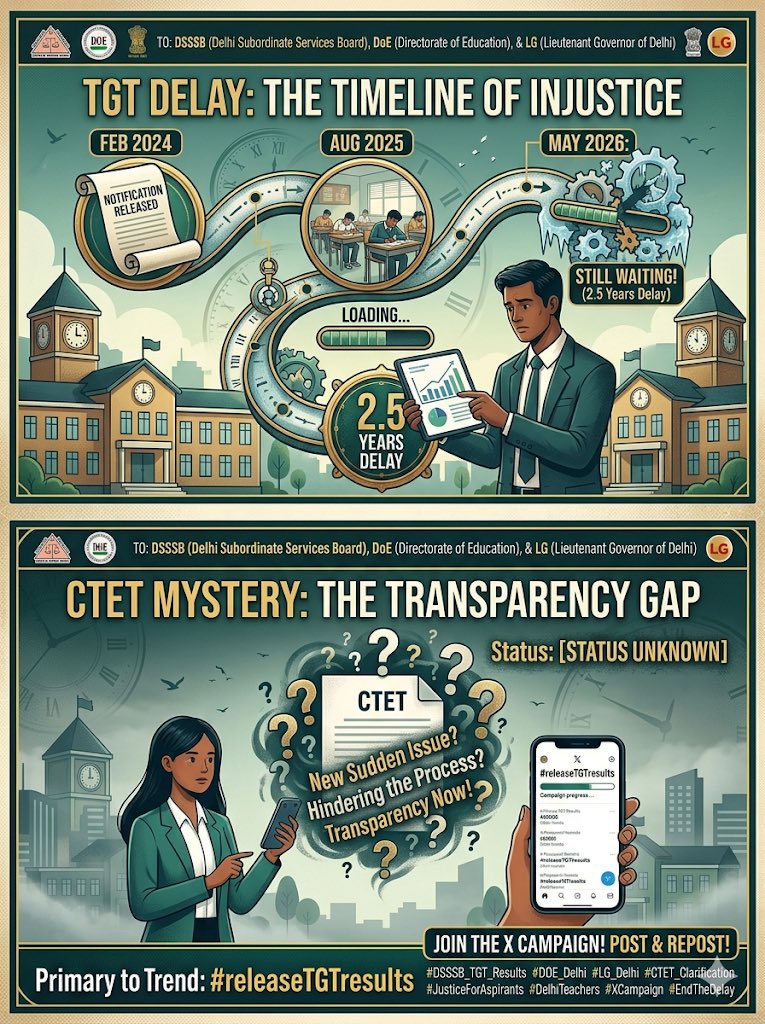 Vaibhav2903_'s tweet photo. @LtGovDelhi While the Lieutenant Governor envisions a "#ViksitDilli" by 2047, the future of its educators is stuck in limbo.
we aren’t asking for favors, but our right to livelihood. Release the CTET clarification & TGT results NOW, or we resort to Gandhian struggle. ✊📢
#Releasetgtresults https://t.co/Y1Y893UaYC