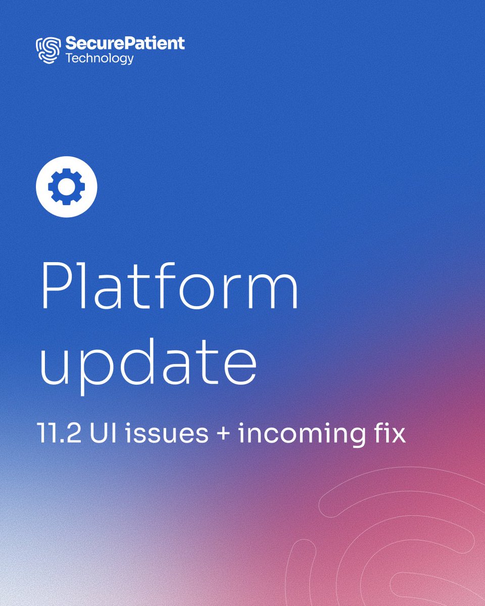 SecurePatientIT's tweet photo. We’re sorry for the experience you’ve had. Our team is actively reviewing the update and working on a fix. Please DM your contact info so we can prioritize support. #PlatformUpdate https://t.co/9wbVk3tm2g