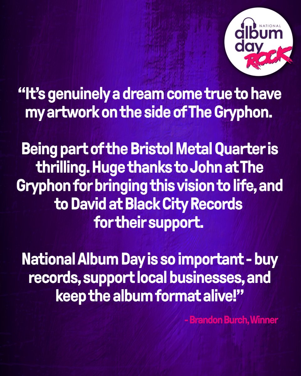 AlbumDayUK's tweet photo. Brandon Burch’s (Hacksaw) etching-inspired design has been brought to full scale in partnership with Black City Records. The final piece, painted by artist Seán Whelan, will be available for music lovers to view  for many years to come in the heart of Bristol’s Metal Quarter. https://t.co/PXRL7srPK9