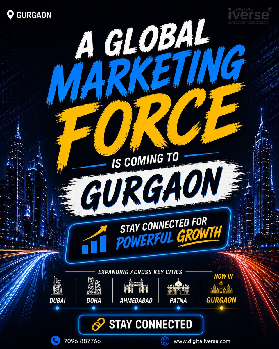 DigitaliCompany's tweet photo. The marketing force behind powerful business growth is now expanding to Gurgaon

#DigitalIverse #Gurgaon #MarketingAgency #DigitalMarketing #BusinessGrowth #Branding #SocialMediaMarketing #PerformanceMarketing #MarketingAgencyIndia #GurgaonBusiness #BusinessExpansion https://t.co/nrgob7p75v