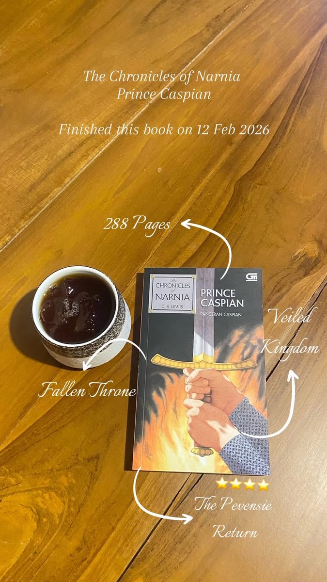 Yoyabus's tweet photo. - Buku 7
The Chronicles of Narnia - Prince Caspian

Di mana Aslan? Mengapa kondisi Narnia jadi seperti ini? Siapa Pangeran ini? 
Pertanyaan tersebut akan dijawab dengan kembalinya 2 Raja dan 2 Ratu Narnia! Seru!

#book #bookreview #narnia https://t.co/PBSAOewgE0