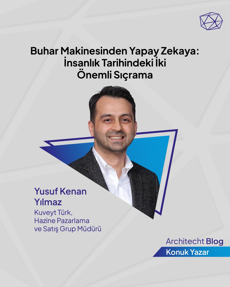 ArchitechtTR's tweet photo. Kuveyt Türk Hazine Pazarlama ve Satış Grup Müdürü Yusuf Kenan Yılmaz "Buhar Makinesinden Yapay Zekaya: İnsanlık Tarihindeki İki Önemli Sıçrama” başlıklı yazısıyla Architecht Blog okurlarıyla buluşuyor. ☺️

Yazıyı okumak için👉 https://t.co/gpaIzPxEaj

#ArchitechtBlog #YapayZeka https://t.co/0y451WvoFD