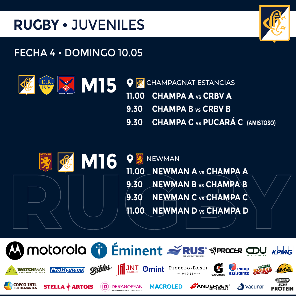NotiChampa's tweet photo. 🏉 𝗥𝗨𝗚𝗕𝗬 - 𝗝𝗨𝗩𝗘𝗡𝗜𝗟𝗘𝗦
Actividades  domingo 10 de mayo
VAMOS CHAMPA 🔵⚪ https://t.co/MpQspxuzZ3