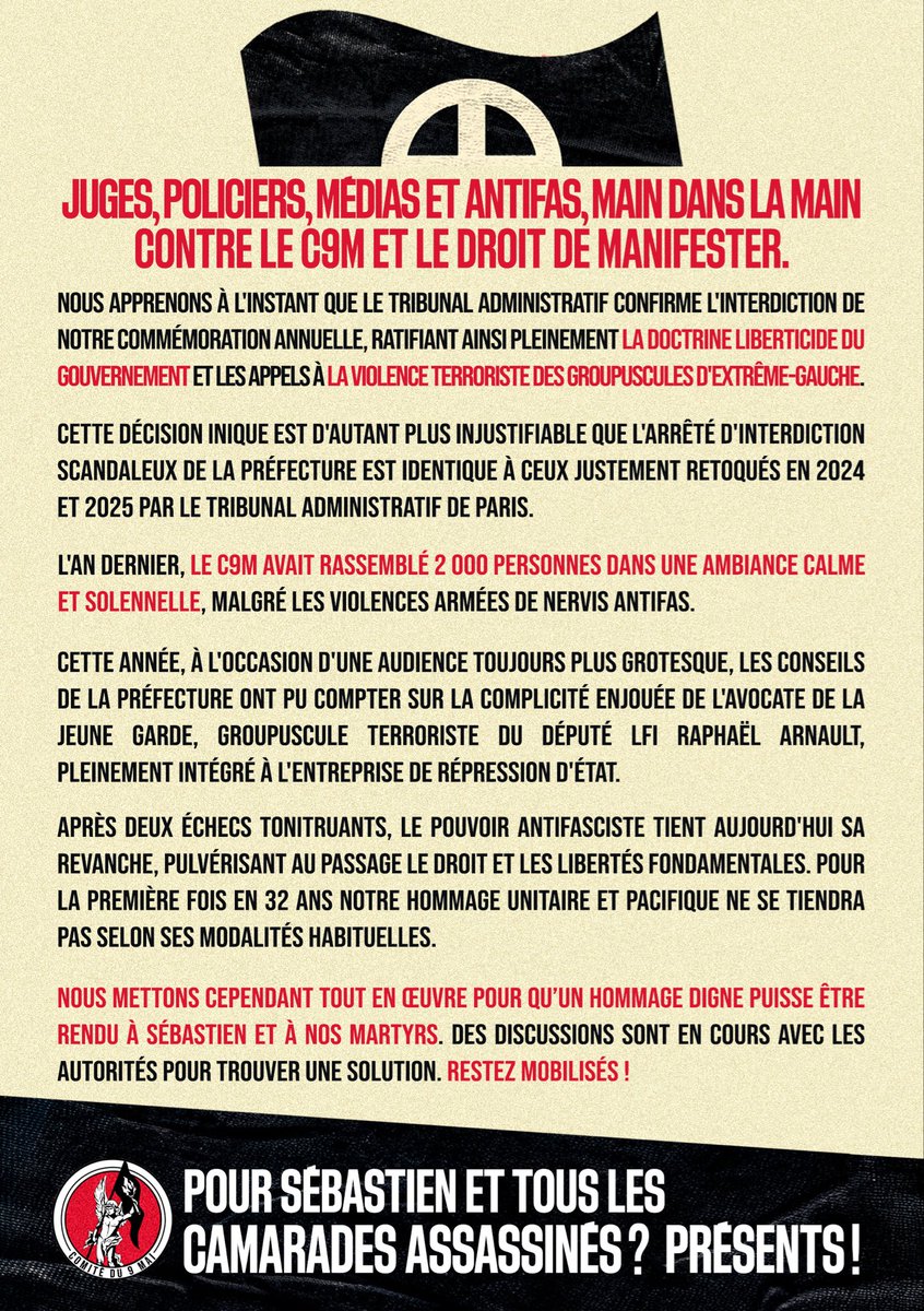 🔴 Des discussions sont en cours avec les autorités pour nous permettre d’honorer dignement la mémoire de Sébastien Deyzieu et de tous les nationalistes assassinés. 

Restez mobilisés ! La répression ne doit pas nous décourager, mais au contraire renforcer notre détermination !
