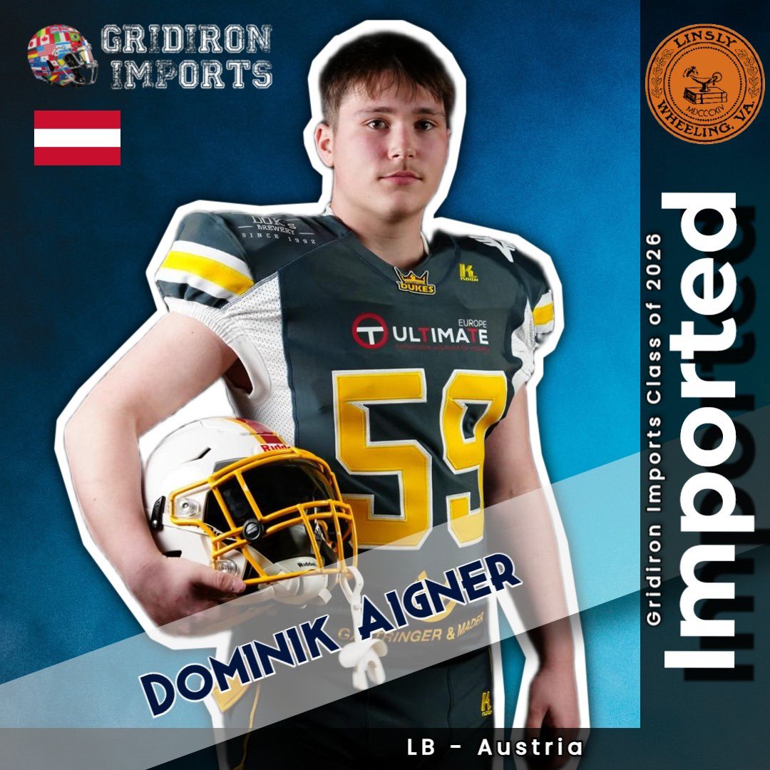GridironImports's tweet photo. Another standout from our camp with the @SalzburgDucks is headed to the US. Dominik Aigner will be attending Linsly School in West Virginia! 
@daigner09 

#mostvierteldukes https://t.co/SoqZJxmmbH