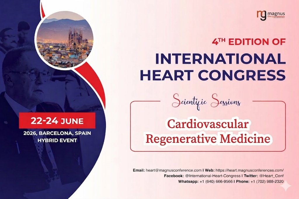 Heart_Conf's tweet photo. Join the @Heart_Conf, for an engaging session on Cardiovascular Regenerative Medicine hosted by
@magnus_group! Be part of a global event dedicated to heart health—don’t miss out!🫀 
Dates: June 22 -24, 2026 
Venue: Barcelona, Spain
 #HeartCongress2026 https://t.co/JnRiiBFAQG