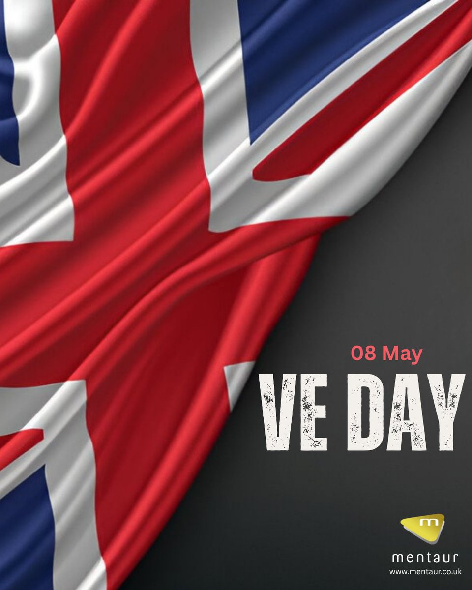 Mentaur's tweet photo. Today we mark VE Day, remembering the courage, sacrifice, and resilience of those who lived through the Second World War.
As communities across the UK reflect on this historic day, we honour the individuals and families whose strength helped shape a more peaceful future.

#VEDay #VEHappy #VictoryInEurope #LestWeForget #PeaceAndPride #MentaurCares #RememberTogether #UKHistory #Mentaur #Peace #Remembrance