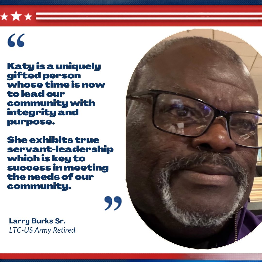 KatyforKansas's tweet photo. "Katy is a uniquely gifted person whose time is now to lead our community with integrity and purpose. She exhibits true servant-leadership which is key to success in meeting the needs of our community."
-Larry Burks Sr. https://t.co/VOqrOsLhW8