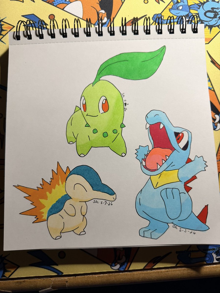 jaceledon07's tweet photo. Johto starters done! #ohuhu #pokemon https://t.co/FF1WZcKVeF