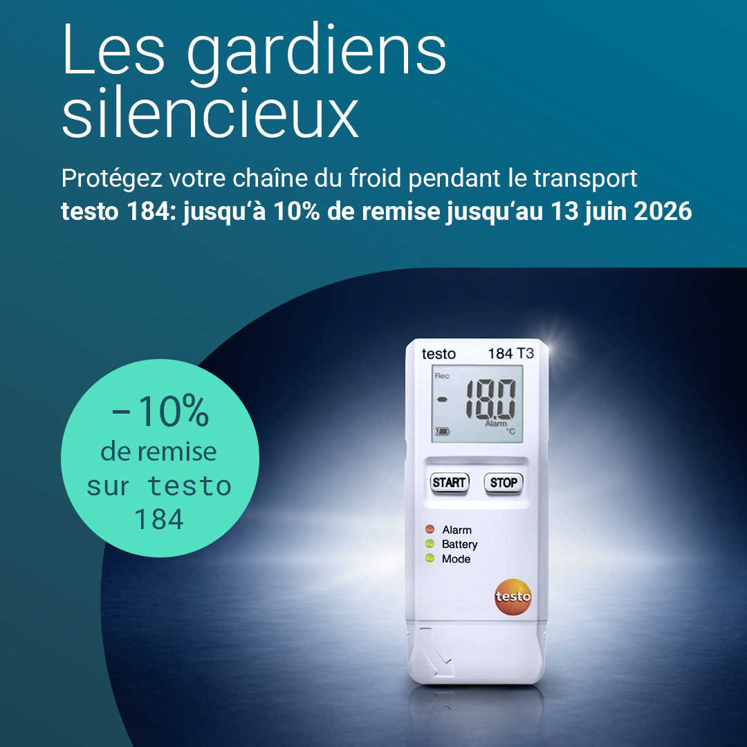 TestoFrance's tweet photo. Protégez votre chaîne du froid pendant le transport avec les enregistreurs testo 184 : rapports PDF automatiques via USB, lecture sans logiciel.
Jusqu’à -10% jusqu’au 13 juin.

Idéal pour le transport réglementé et industriel.
👉 https://t.co/IuusZ4RmKL

#TestoFrance https://t.co/kluu1e3fd4