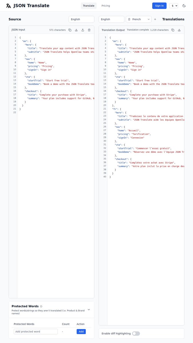 JsonTranslate's tweet photo. Turn Baseline into a repeatable localization workflow.

Your team gets multilingual updates out quickly without spreadsheet copy/paste errors.

See it in action: https://t.co/mm0MFQ3fmz
#L10n #SaaS #Engineering https://t.co/BfbTudtABA