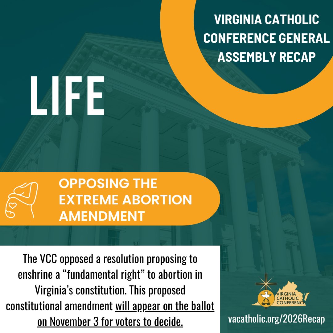 VACatholicConf's tweet photo. Have you read our 2026 General Assembly Recap? See how your legislators voted on critical issues as identified by the VCC!

https://t.co/XLlOIMAzMh https://t.co/4zVxGo8oQl