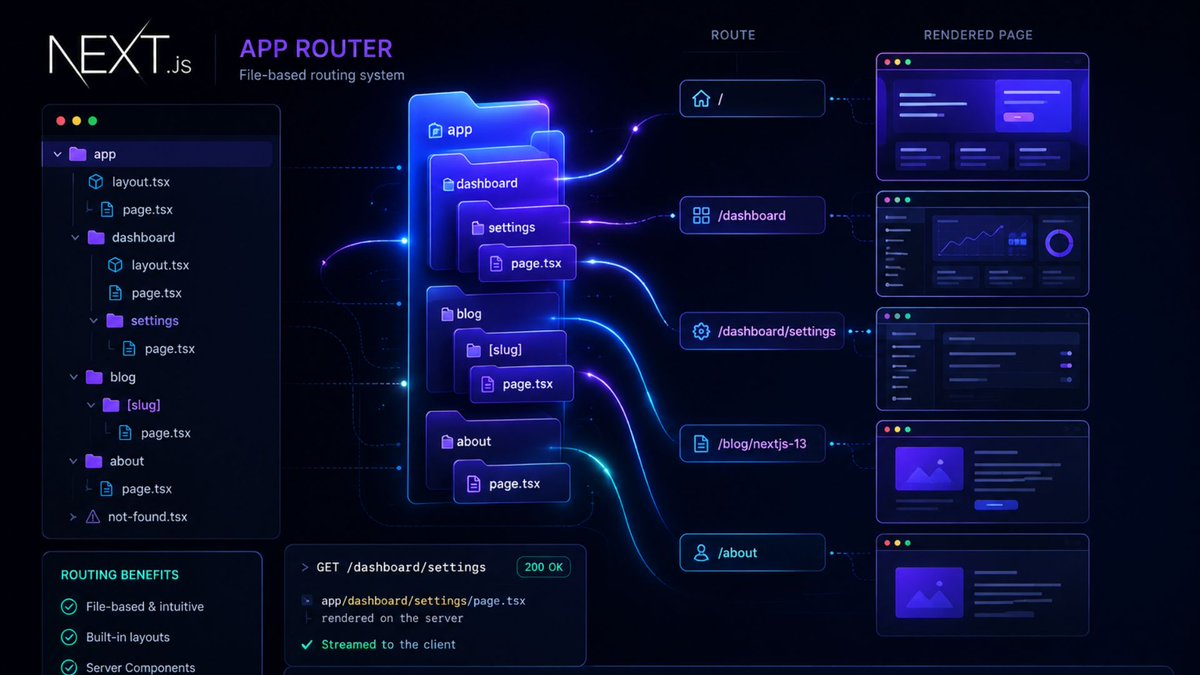 bitstechno's tweet photo. Next.js routing is 🔥

File-based routing
Dynamic pages
SEO benefits

I just published a full guide 👇

https://t.co/sMiVeTo4qf

#NextJS #ReactJS #WebDev https://t.co/UNfkDEwn5a