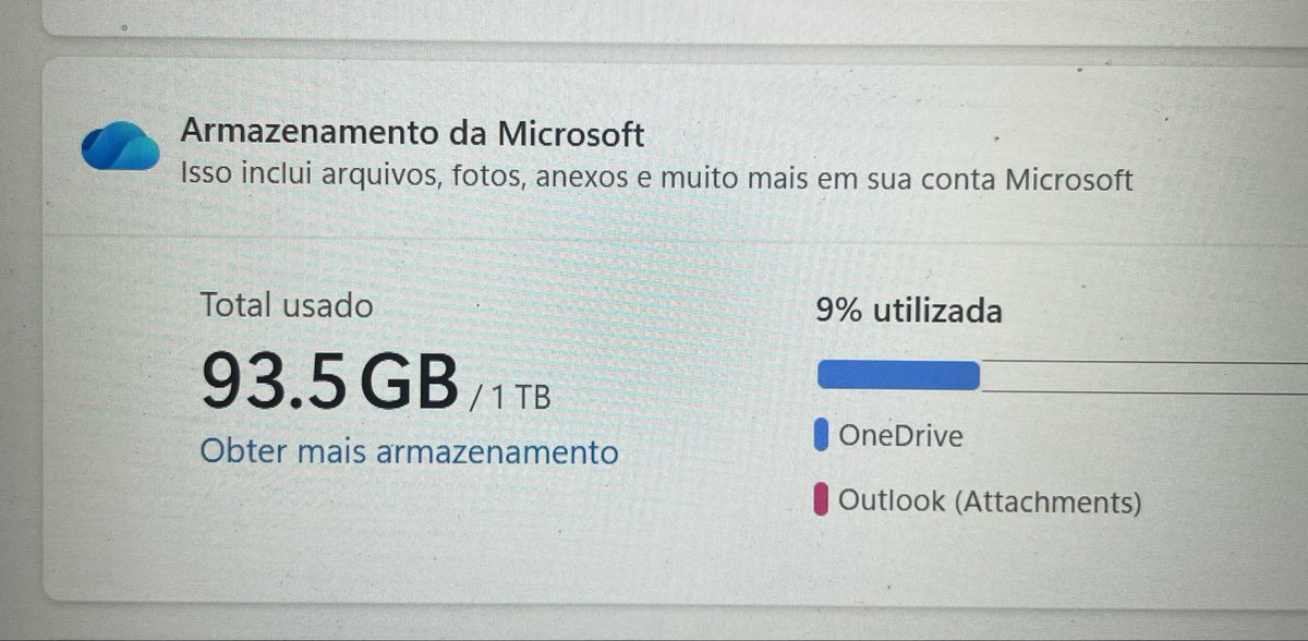 FigRaissa's tweet photo. Que ÓDIO da @MicrosoftBr 
Eu comprei o pacote 365 pra ter acesso ao office + 1t no OneDrive e simplesmente agem como se eu não tivesse espaço disponível na nuvem e NÃO SINCRONIZAM OS ARQUIVOS mesmo que só esteja usando 9% do armazenamento https://t.co/kXxg7dYHGg