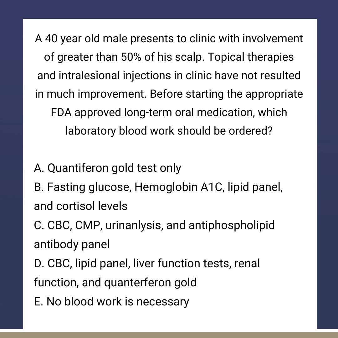 DermInReview's tweet photo. Friday brain exercise: active! Can you nail this week’s board review question or is it a total curveball? Drop your answer in the replies, then head to Next Steps in Derm to see the full breakdown and the correct choice! 👇

🔗 https://t.co/DeLKcwbYiX https://t.co/FKGrYAtj0x