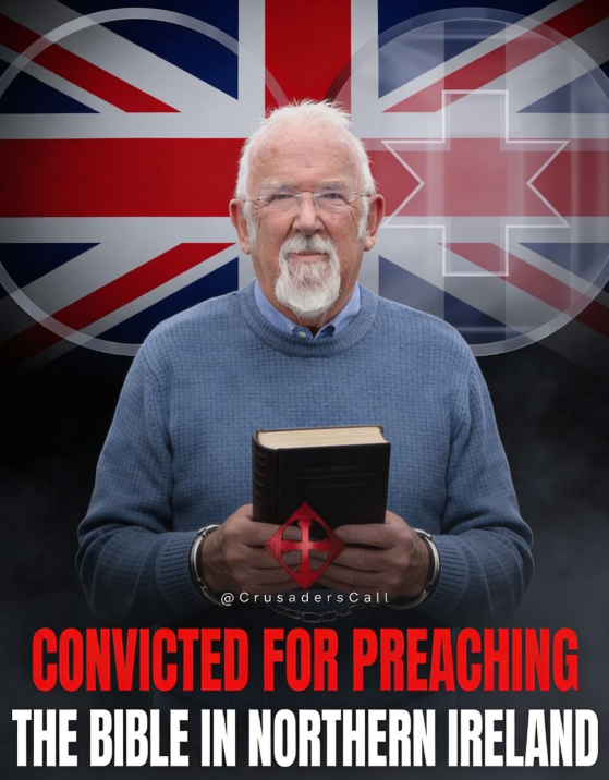 CrusadersCallX's tweet photo. A 78 year old pastor just got a criminal record in Britain for preaching "For God so loved the world."  

THIS IS NOT NORTH KOREA THIS IS NORTHERN IRELAND.  

When did the Gospel become a crime?!