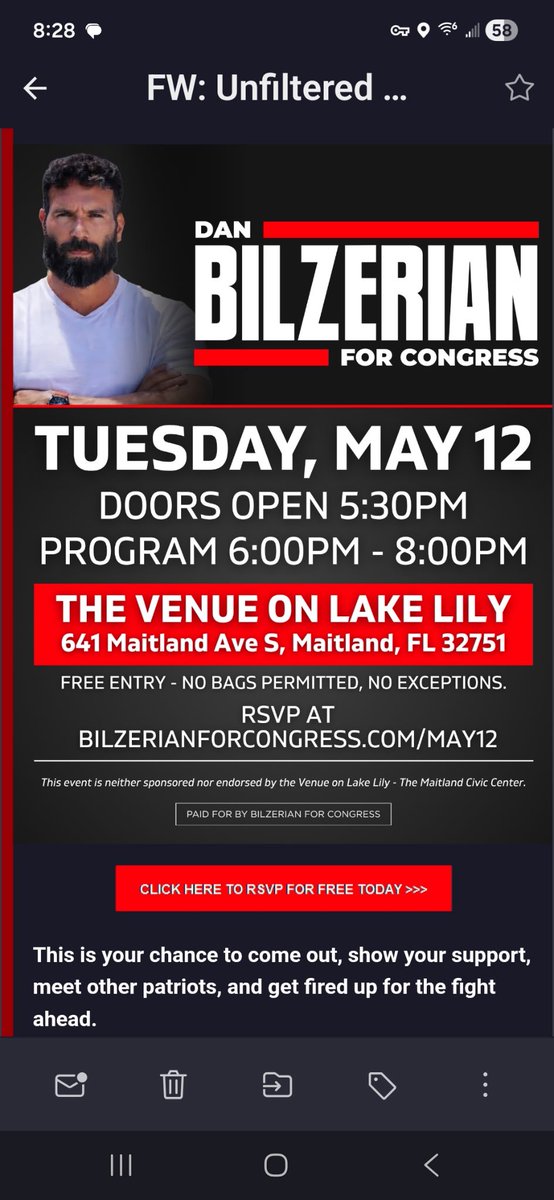 Aaron4fl6's tweet photo. When @DanBilzerian first entered the race for Florida’s 6th Congressional District, I was perplexed.

He stated no one was stepping up to run against Randy Fine even though Dan and I had spoken in December and then again in March before he announced his run.

I ran against Fine in the special election when Mike Waltz’s was appointed National Security Advisor - along with @ehsanjoarder . We were the tip of the spear trying to do what was best for our state. No one came to help either of us in 2025.

I have spent the last year meeting voters and qualifying via candidate petitions.

Here is what is important here:
✔️Take care of Americans
✔️Protect our beaches
✔️Save our farms 
✔️End foreign aid
✔️Stop selling weapons that Israel has used to k*ll women and children
✔️A two-state solution must have defined and enforced borders

Now (Las Vegas resident) Dan is gracing Central Florida with a rally in Maitland on May 12th. 
Dude - do you have any idea where the district is located? 
This district is roughly 3,000 sq miles - could you not find a location here?

Why does Dan want to split the vote? I was one of the original @AntiZioAmPAC endorsed candidates. I’m also endorsed by @j_fishback 

Dan, what gives? How is anyone supposed to take you serious when you can’t even find the district you want to represent?