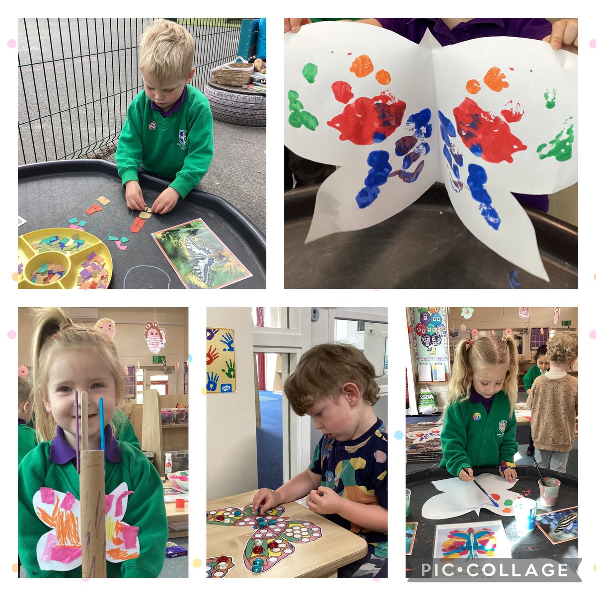 ThreeLaneEnds's tweet photo. Our Nursery children have been exploring symmetry as part of our learning about the lifecycle of a butterfly 🦋 We created butterfly art through folded paintings, drawings, collages and mosaics! @CastlefordTrust  #TLE #butterflies #symmetry https://t.co/I19OCu5ln6