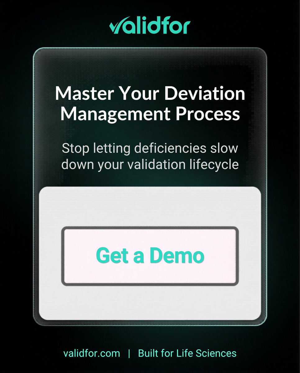 Validfor_VLM's tweet photo. From detection to resolution, every deviation becomes traceable, structured, and manageable.

Learn more: https://t.co/OmMuMIVk18

#DeviationManagement #Validation #CAPA #DataIntegrity #LifeSciences #DigitalValidation #Compliance https://t.co/ymqXM9jHKM