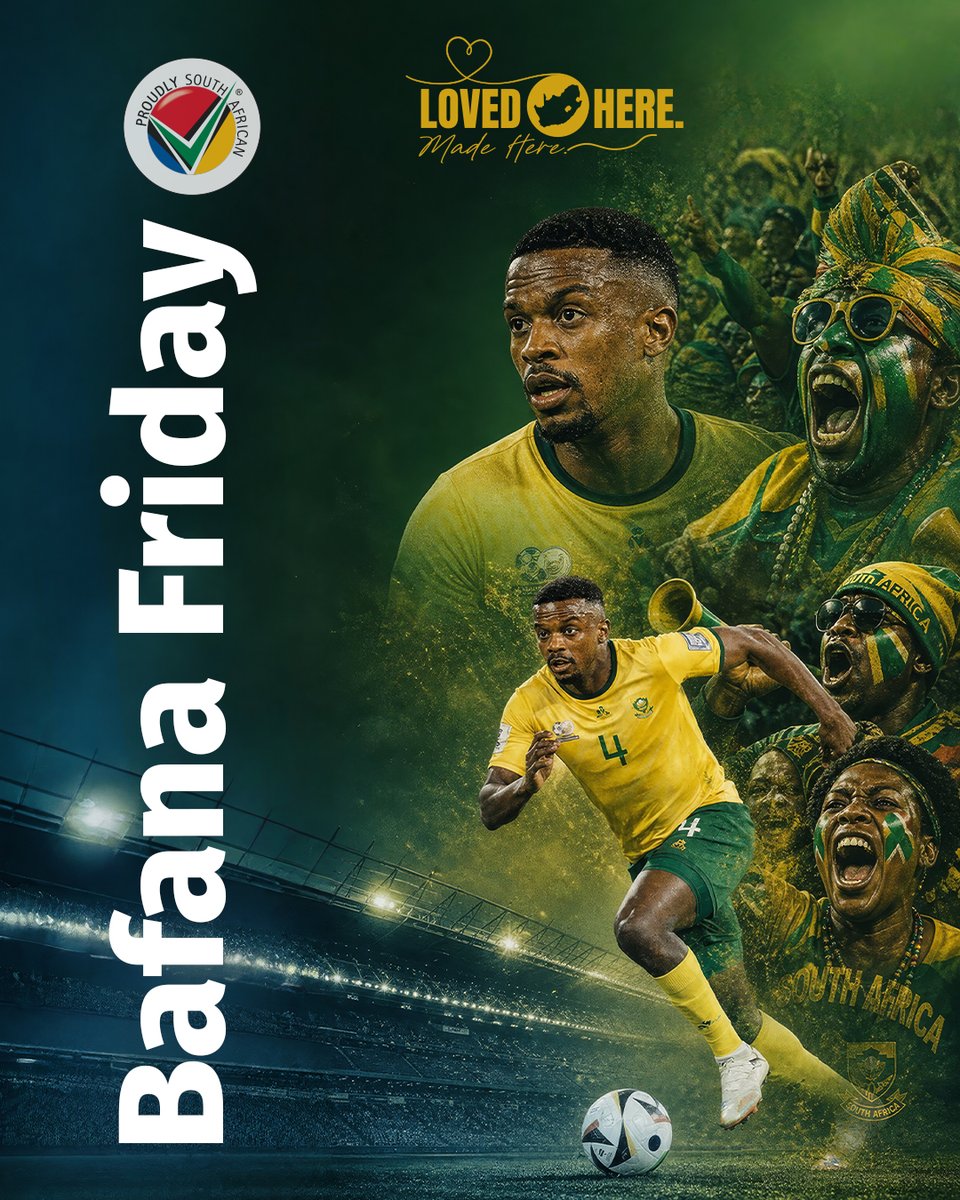 ProudlySA's tweet photo. Are you wearing the green &amp; gold today?

💚💛

#LovedHereMadeHere #BafanaFriday
#BafanaPride https://t.co/zmNvnvsYl8