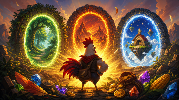 PlayChickenSaga's tweet photo. Chicken Idle Adventure is LIVE. 🐔

Pick a tier. Pay the Fee. Walk away. 
Come back to corn, shards, essences, and more. 

T1 costs zero $COCK. Start There. 

https://t.co/K1AoteV4Fl

#ChickenSaga #Ronin https://t.co/Rgm2yZ9tFl