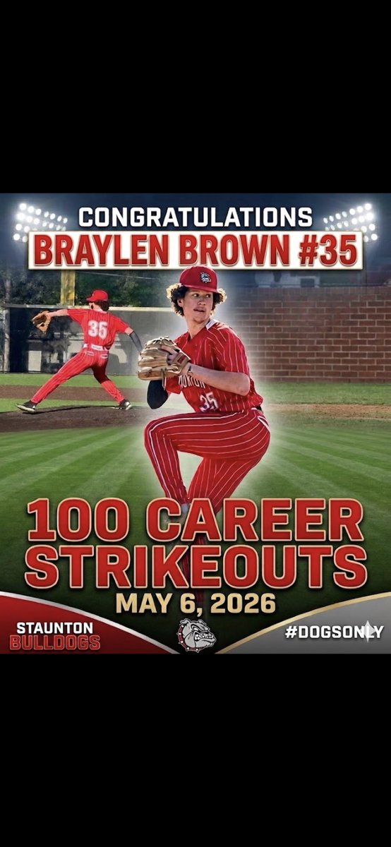 CoachParcel's tweet photo. This past week, two of our guys accomplished impressive career milestones. Thursday night, junior Braylen Brown collected his 100th career strikeout. Last night, senior Carter Legendre collected career hit number 100. Congrats guys! #DogsOnly https://t.co/ifD7DIAiwO