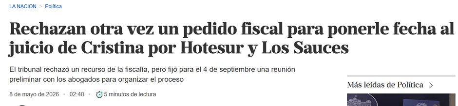 <a href="/abrilcba_/">Abril</a> Pongamos nombres, los jueces que protegen a la condenada Cristina Fernandez: Michilini, Palliotti y Machado Pelloni. 
5 años demorado el inicio de la causa Los Sauces-Hotesur. más de 10 años desde la denuncia...
#JuecesCómplices
