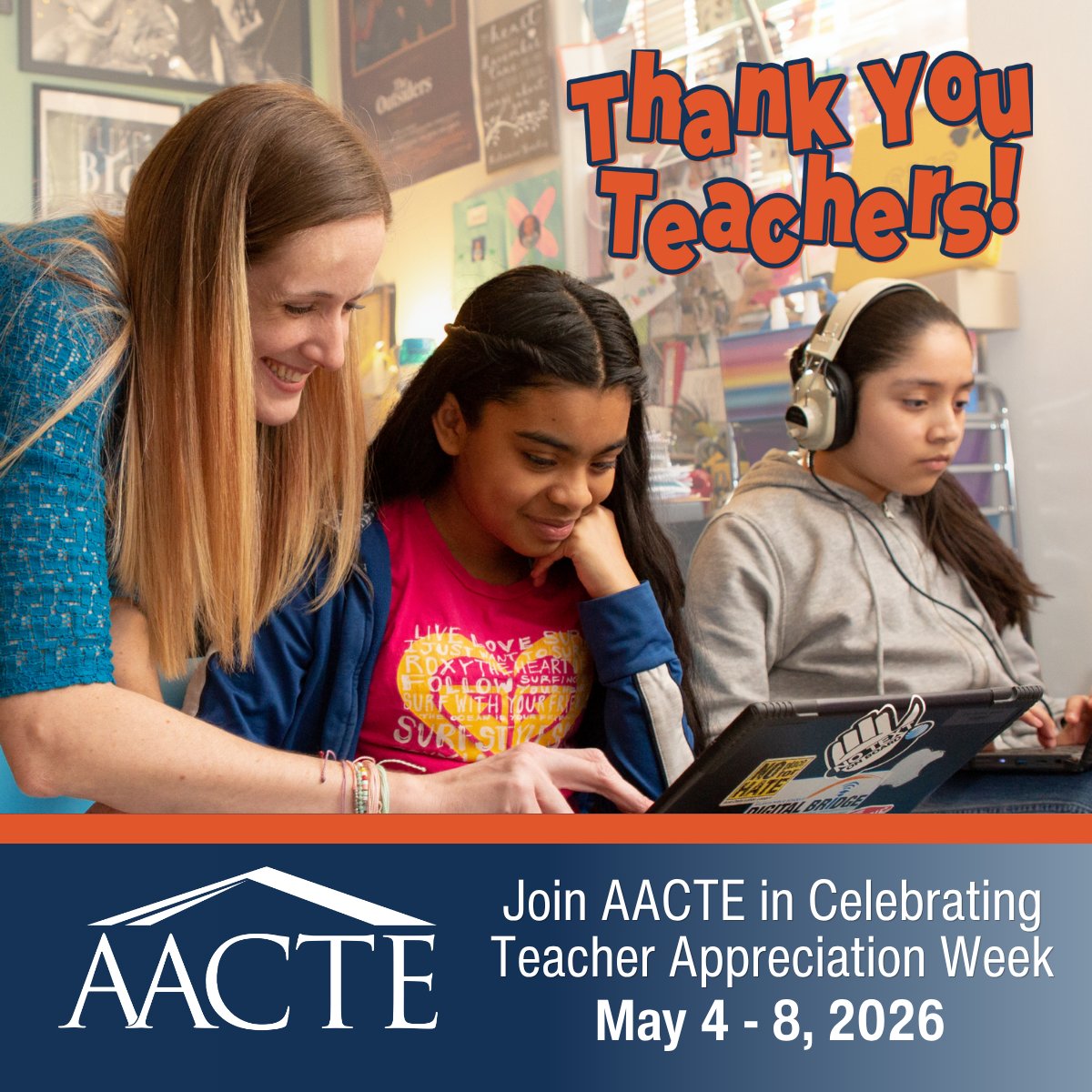 AACTE's tweet photo. Thank You Teachers! 

What does true celebration look like this Teacher Appreciation Week? 

Three researchers make the case that teacher appreciation must mean structural policy change. Read more. https://t.co/sh7gUybwrP

#TeacherAppreciationWeek #EdPrep #Education https://t.co/USYbWFNHZE