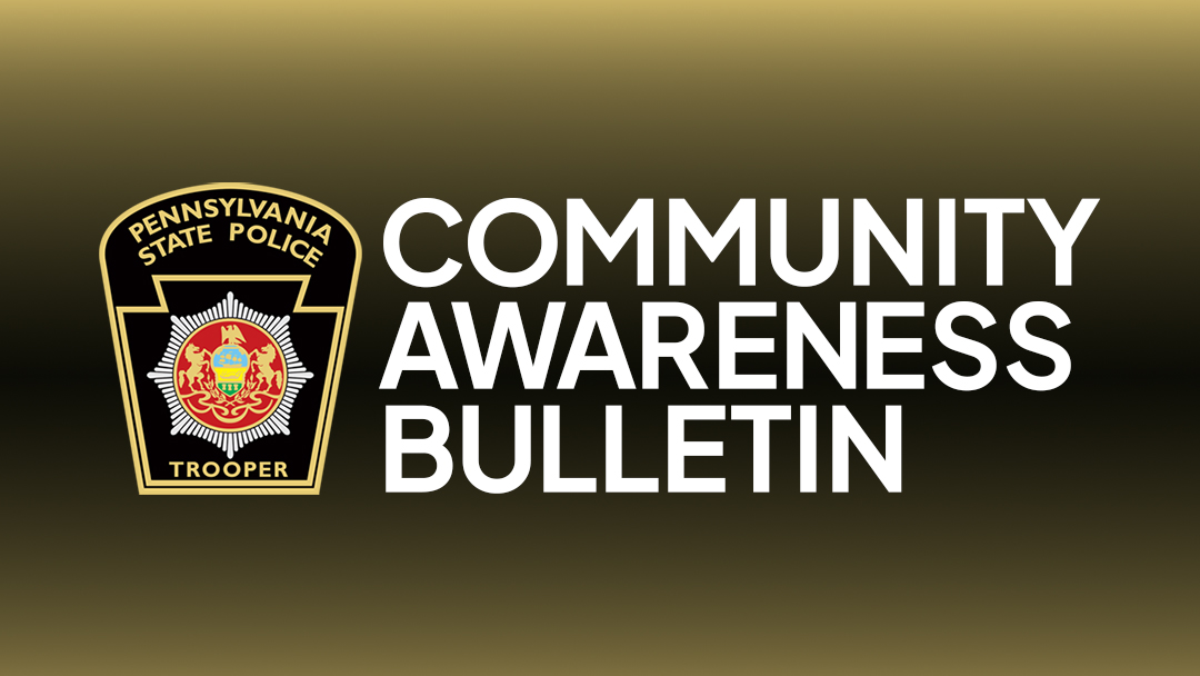 PAStatePolice's tweet photo. Community Awareness Bulletin 01-2026: Scams Associated with Major Events. View the PDF at https://t.co/2ZBLDPsoXd. Community Awareness Bulletins examine emerging crime trends and safety issues. https://t.co/n9qfOjpWY6